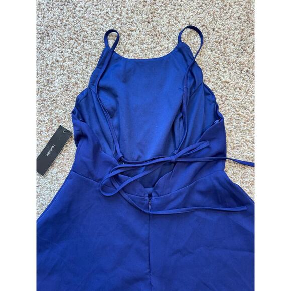 NWT - LULU's Scalloped Hem mini dress, size Small.  Royal blue; Strappy back - Picture 7 of 9